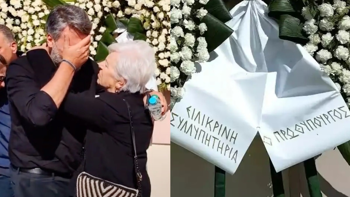 Σπάραξε ο Γιάννης Καλλιάνος στην κηδεία του πατέρα του - Απέστειλε στεφάνια ο Κυριάκος Μητσοτάκης (video)