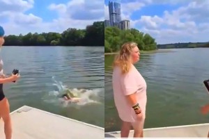 Σκέτη απογοήτευση με influencer που έδωσε 20$ σε άστεγη για να βουτήξει σε λίμνη χωρίς να ξέρει κολύμπει - Την παράτησε αβοήθητη (video)
