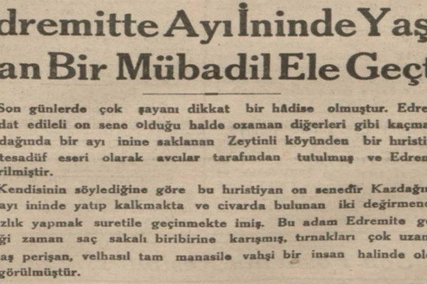 Απίστευτο: Βρέθηκε απόκομμα εφημερίδας από το 1932 στην Μυτιλήνη - Η ιστορία με τον Χριστιανό που ζούσε σε φωλιά αρκούδας (photo)