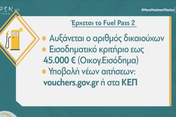 «Κλείδωσε» το «Fuel Pass»: Νέο πακέτο μέτρων! Μεγαλύτερη επιδότηση στα καύσιμα - Αυξάνονται οι δικαιούχοι (Video)