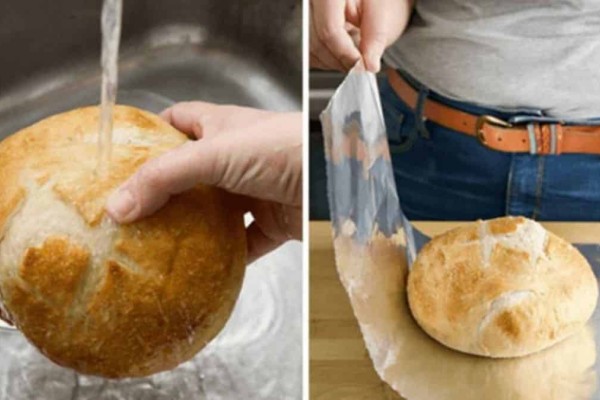 Αφαιρεί την ψίχα από το μπαγιάτικο ψωμί και τη βάζει στο νερό - Το αποτέλεσμα; Μοναδικό!
