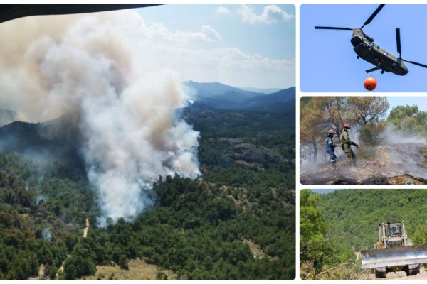 Η πύρινη λαίλαπα σαρώνει το δάσος της Δαδιάς: Συγκλονιστικές εικόνες από τα ελικόπτερα του Στρατού
