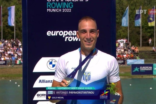 Χρυσό μετάλλιο στο ευρωπαϊκό πρωτάθλημα κωπηλασίας για τον Αντώνη Παπακωνσταντίνου