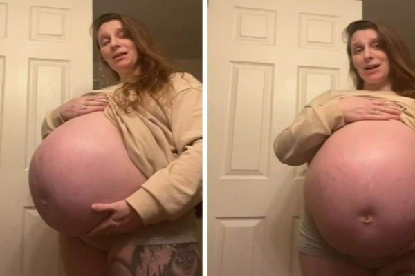 Απίστευτο σκηνικό! Είναι έγκυος 37 εβδομάδων και η κοιλιά της φτάνει μέχρι το στήθος (video)