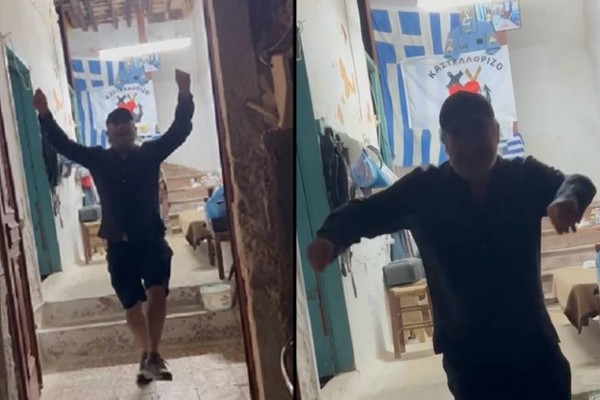 «Καραμπουζουκλής» ο Λάκης Λαζόπουλος: Χορεύει ζεϊμπέκικο το «Αντιλαλούν οι φυλακές» στο Καστελόριζο