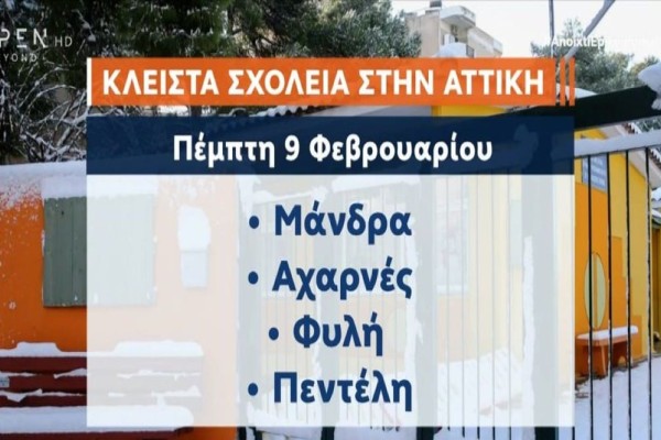 Κακοκαιρία «Μπάρμπαρα»: Πώς θα λειτουργήσουν σήμερα (9/2) δημόσιο, καταστήματα, delivery, courier - Πού θα είναι κλειστά τα σχολεία (Video)