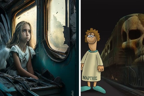 Το ανατριχιαστικό σκίτσο του Αρκά για τα Τέμπη: Το κορίτσι - άγγελος στο διαλυμένο τρένο και το μήνυμα για την «εγκληματικά ακμαία ηλιθιότητα του κράτους» (photos)