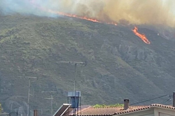 Φωτιά στο Δερβενάκι λίγο έξω από το Αίγιο - Πάνω από σπίτια οι φλόγες (video & photos)