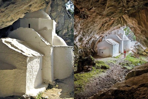 Παναγία Μακρινή: Το εκκλησάκι «κόσμημα» μέσα στο σπήλαιο που το αγίασμα συλλέγεται από σταλακτίτες