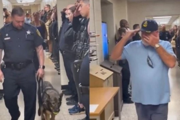 Διαγνώστηκε με καρκίνο: Η σπαρακτική στιγμή που οι Αστυνομικοί λένε αντίο στον αγαπημένο τους σκύλο πριν την τελευταία του υπηρεσία