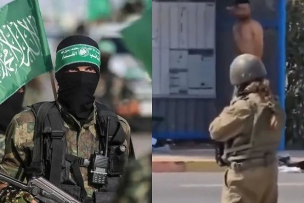 Πόλεμος στο Ισραήλ: Γυναίκα στρατιώτης στρέφει το όπλο σε δύο μέλη της Χαμάς και τους αναγκάζει να βγάλουν τα ρούχα τους (video)