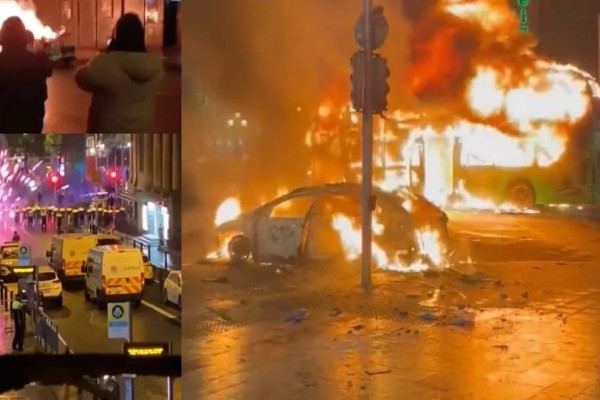 Ανεξέλεγκτη βία στο Δουβλίνο: Άγριες συγκρούσεις μετά την επίθεση Αλγερινού άνδρα με μαχαίρι - Καίνε ΙΧ και λεωφορεία, σε κρίσιμη κατάσταση ένα κοριτσάκι (video)