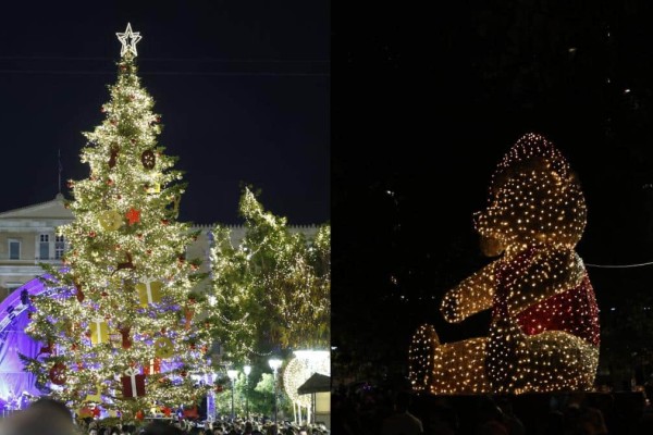 «Ντύθηκε» στα γιορτινά της η Αθήνα: Φωταγωγήθηκε το χριστουγεννιάτικο δέντρο στο Σύνταγμα - Εντυπωσιακές εικόνες στο κέντρο της πόλης (video)
