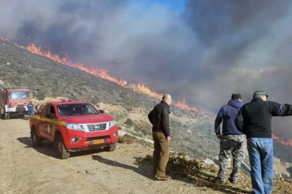 Φωτιά στην Άνδρο: Καίγονται τα Άχλα - Σηκώθηκαν εναέρια μέσα (photos)