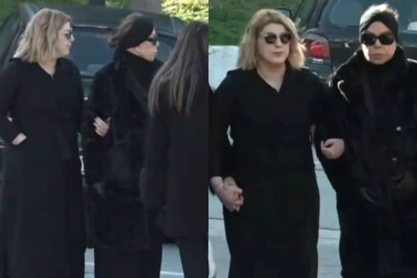 Μονιασμένες ξανά Άντζελα Δημητρίου & Όλγα Κιουρτσάκη: Χέρι χέρι στην κηδεία της μητέρας της τραγουδίστριας - Απών ο Φώτης Λώσης (video)