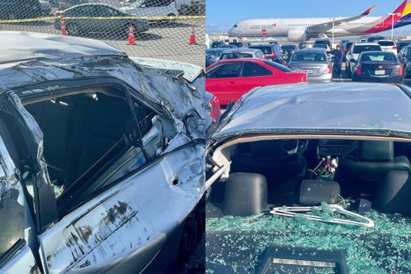 Γυαλιά καρφιά στο αεροδρόμιο του Σαν Φρανσίσκο: Ο τροχός που «έφυγε» από το Boeing 777 έπεσε πάνω σε αυτοκίνητα (video)