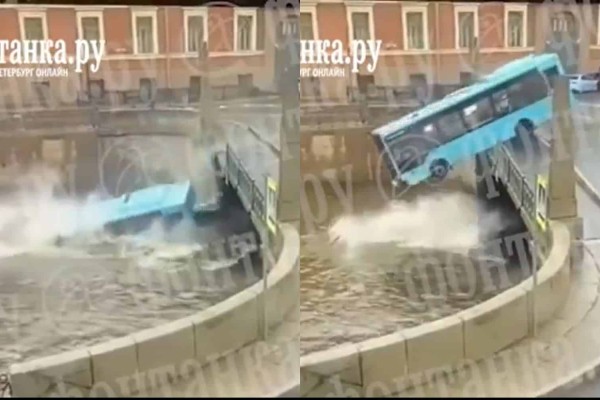 Αγία Πετρούπολη: Λεωφορείο με 20 επιβάτες έπεσε σε ποτάμι - Βίντεο που σου «κόβει» την ανάσα