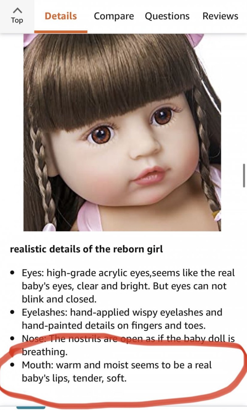 Ανώμαλη αγγελία στο Amazon: Παιδικές «κούκλες για παιδεραστές» με «μωρουδίστικα χείλη, τρυφερά και μαλακά»!