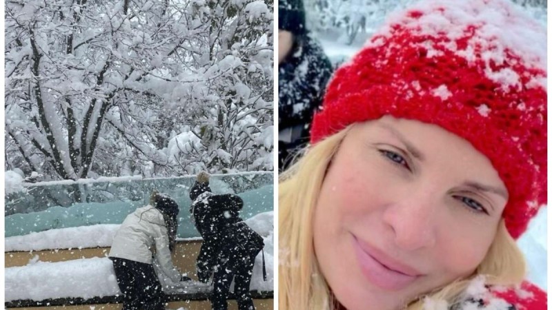 Ελένη Μενεγάκη: Φωτογραφίες από... το χιονοπόλεμο με τον Ματέο Παντζόπουλο και τα παιδιά