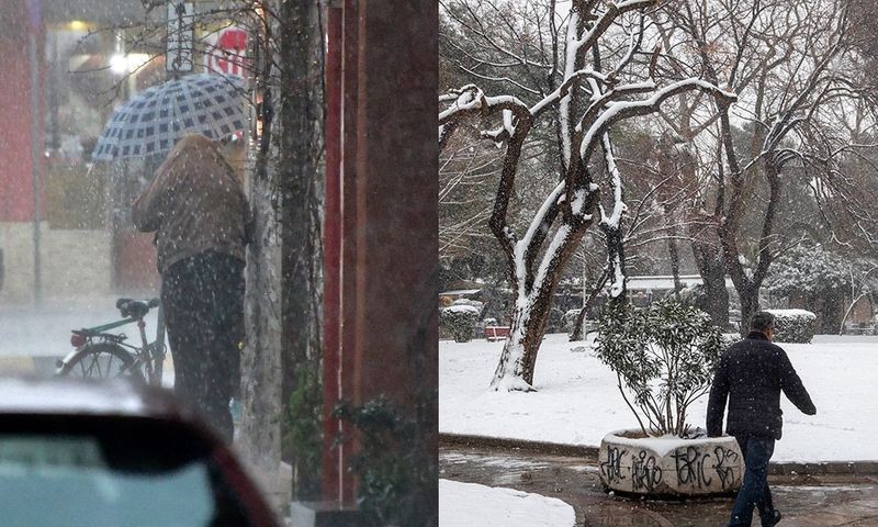 Χιονίζει τώρα στη Θεσσαλονίκη