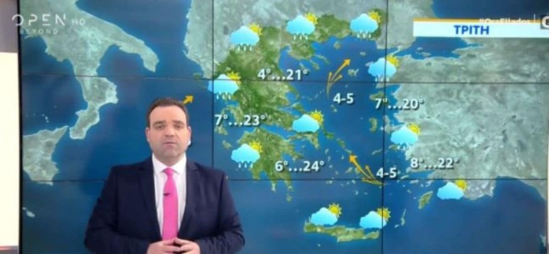 Κλέαρχος Μαρουσάκης: «Ηλιοφάνεια με βροχές - Στα ύψη η θερμοκρασία»