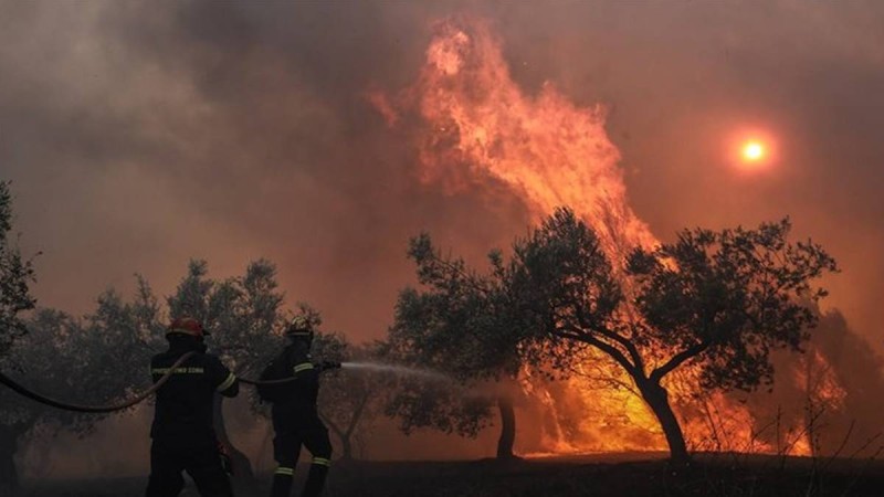  Ισχυρή πυρκαγιά στην Σταμάτα - Κοντά σε σπίτια οι φλόγες