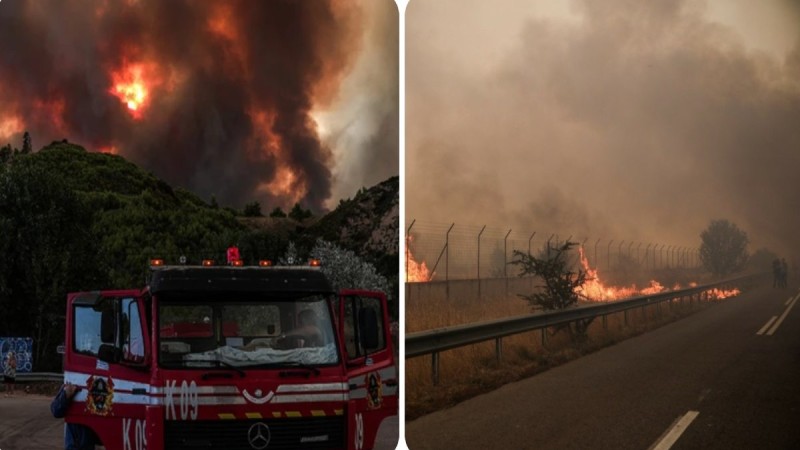 Φωτιά στην Αττική: Εκκενώνονται Θρακομακεδόνες, Σταμάτα, Ροδόπολη και Βαρυμπόμπη -  Καίγεται το Πευκόφυτο