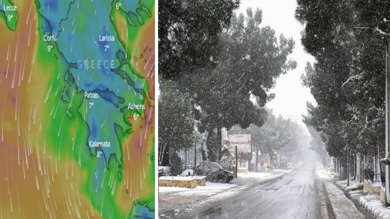 Καιρός: Χιονοθύελλα σε Βίλια, Ιπποκράτειο πολιτεία και Στενή Ευβοίας! Τα πρώτα χιόνια στα Γεράνεια - Live η ψυχρή εισβολή της κακοκαιρίας Κάρμελ (Video)