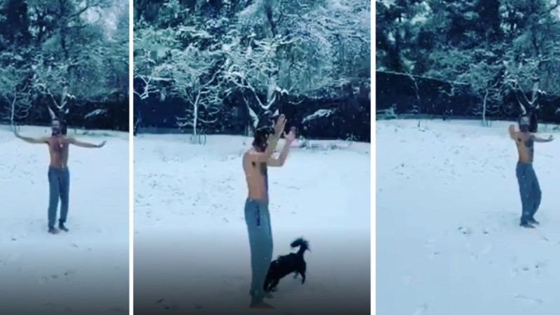 Δεν νιώθει τίποτα ο Θανάσης Ευθυμιάδης: Χορεύει γυμνός στο χιόνι (video)