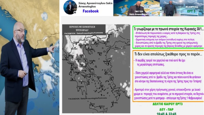 Έκτακη προειδοποίηση Σάκη Αρναούτογλου: Έρχονται χιονοεκπλήξεις την Τρίτη 1/2 (photos)