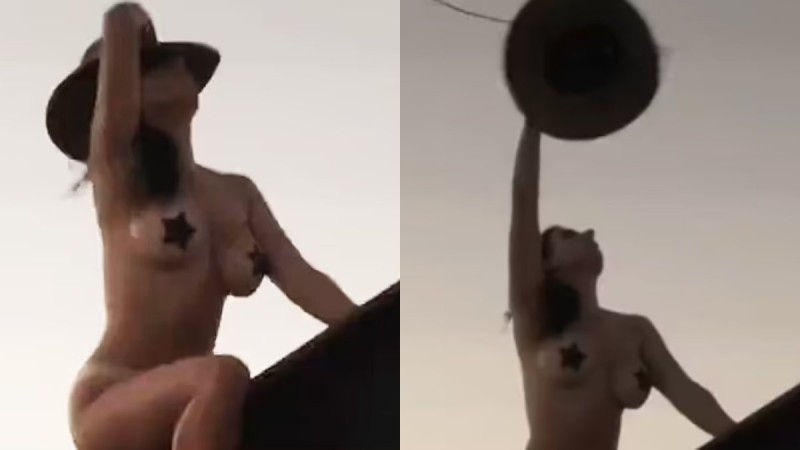 Γυναίκα ποζάρει topless στο TikTok πάνω σε γρύλο άντλησης λαδιού και τους αφήνει όλους άναυδους (video)