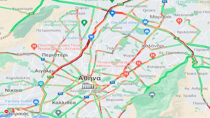 Που υπάρχει κίνηση στους δρόμους της Αθήνας