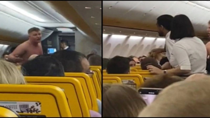 Σκηνές σοκ σε αεροπλάνο της Ryanair: Ημίγυμνος μεθυσμένος επιβάτης φώναζε και έριχνε μπουνιές (video)