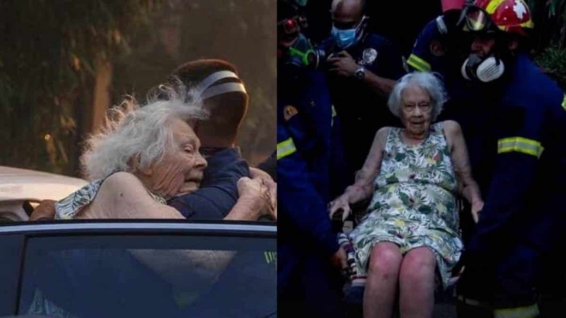 Φωτιά στην Πεντέλη: Η συγκλονιστική διάσωση 93χρονης γιαγιάς από τους πυροσβέστες (photos)