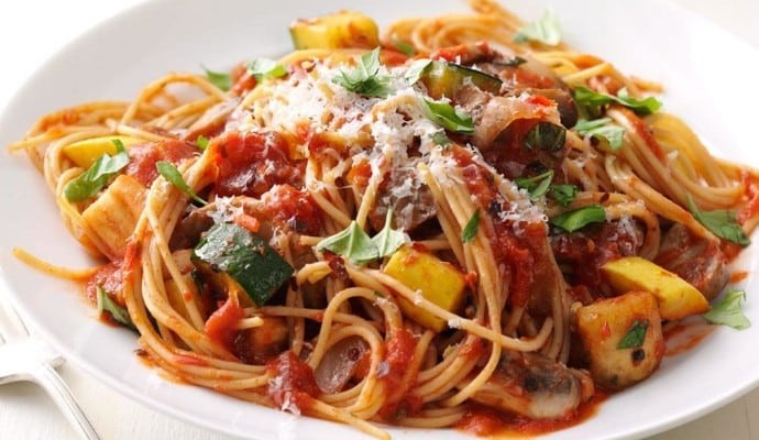 Spaghetti με φρέσκα λαχανικά 