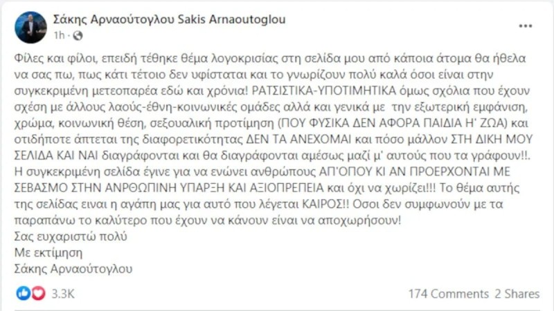 Αναρτηση Σακη Αρναουτογλου