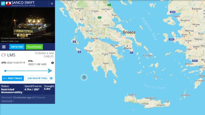 Έρευνες σκάφους νοτιοδυτικά της Κρήτης