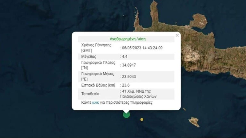 Δυνατός σεισμός ταρακούνησε την Κρήτη