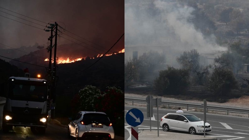 Νύχτα τρόμου για Μάνδρα, Λουτράκι και Νέα Πέραμο: Παράλληλα με την Εθνική η ανεξέλεγκτη πυρκαγιά