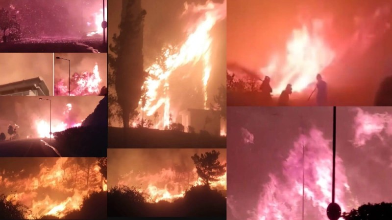 Πύρινος εφιάλτης στη Ρόδο: Ολονύχτια μάχη με τις πυρκαγιές! Εκκενώθηκαν χωριά, κάηκαν σπίτια και ξενοδοχεία - Συγκλονιστικά βίντεο από τη μάχη με τις φλόγες