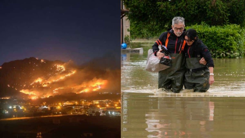 Η Ιταλία κομμένη στα δύο: Ο νότος φλέγεται από φωτιές και 48 βαθμούς καύσωνα, ο βορράς χτυπιέται από καταιγίδες και μετράει νεκρούς!