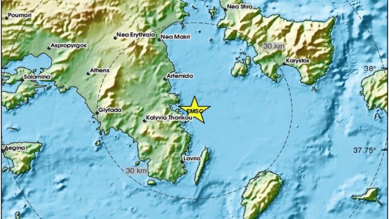 Σεισμός στην Αθήνα - Αισθητός σε πολλές περιοχές της Αττικής