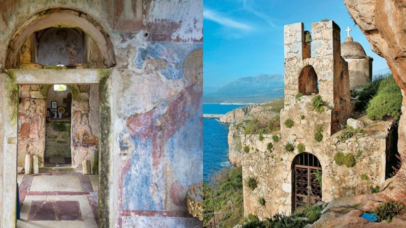 «Κρυμμένο» ανάμεσα σε γκρεμό και θάλασσα: Το άγνωστο εκκλησάκι της Μάνης που αποτελεί ένα σπάνιο «στολίδι»