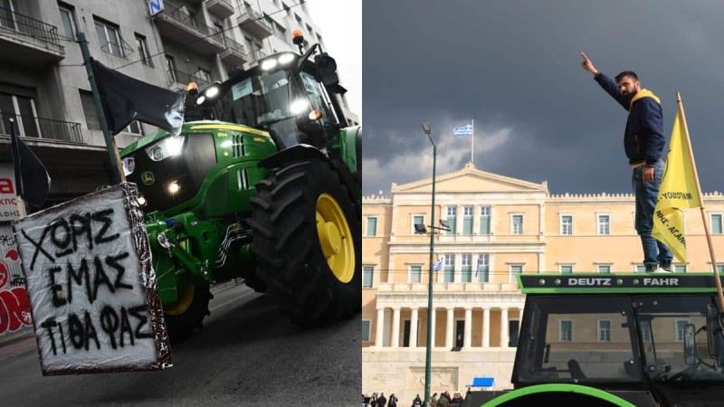 «Χωρίς εμάς, τι θα φας»: Μπροστά στη Βουλή εκατοντάδες τρακτέρ - Μεγαλειώδες συλλαλητήριο των αγροτών στο κέντρο της Αθήνας (video)