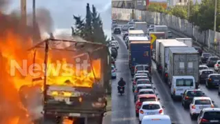Έκτακτο – Λεωφόρος Κηφισού: Φορτηγό έχει τυλιχθεί στις φλόγες – Κυκλοφοριακό χάος