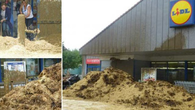 Αγρότες εκδικήθηκαν τα Lidl γεμίζοντάς τα με κοπριά!