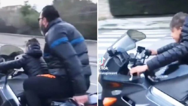 Πατέρας έβαλε το παιδί του να οδηγήσει μηχανή πολλών κυβικών – Τέρμα τα γκάζια και χωρίς κράνη