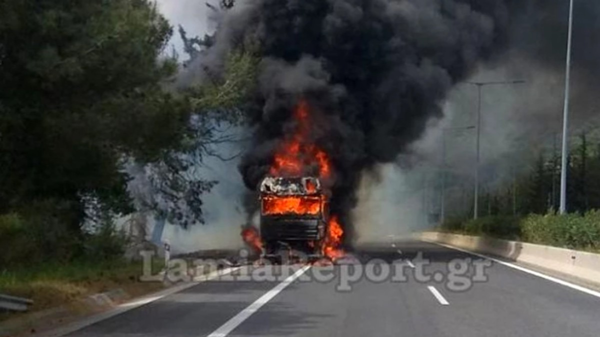 Λαμία: Λαμπάδιασε νταλίκα φορτωμένη με ελιές (Video)