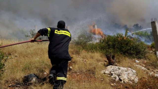 Φωτιά στην περιοχή Παλούκια στη Σαλαμίνα
