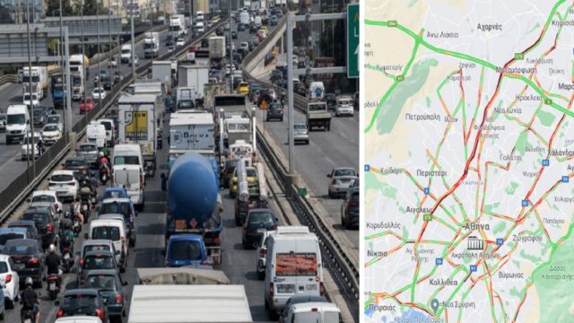 Μποτιλιάρισμα χιλιομέτρων στον Κηφισό λόγω τροχαίου – Χαμός και στην Ποσειδώνος λόγω έργων